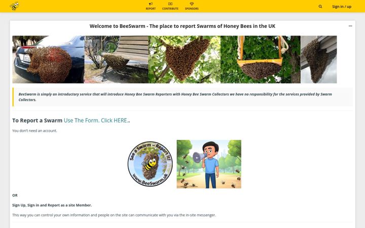 Screenshot of beeswarm.uk