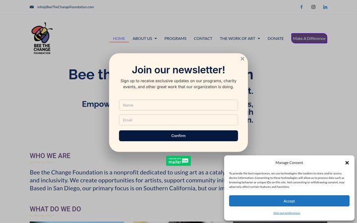 Screenshot of beethechangefoundation.com