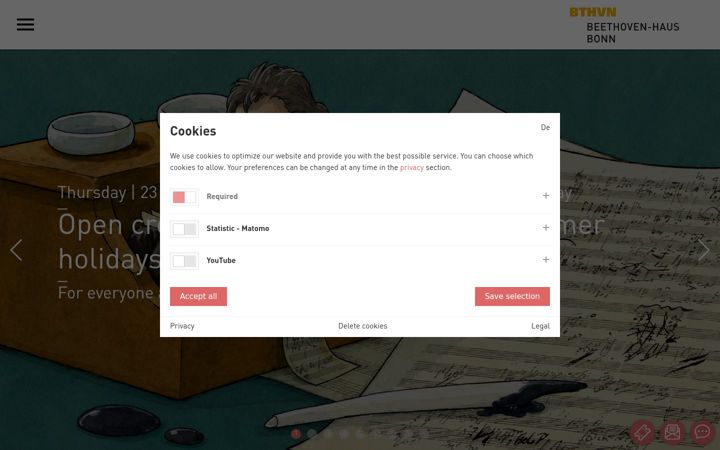 Screenshot of beethoven.de