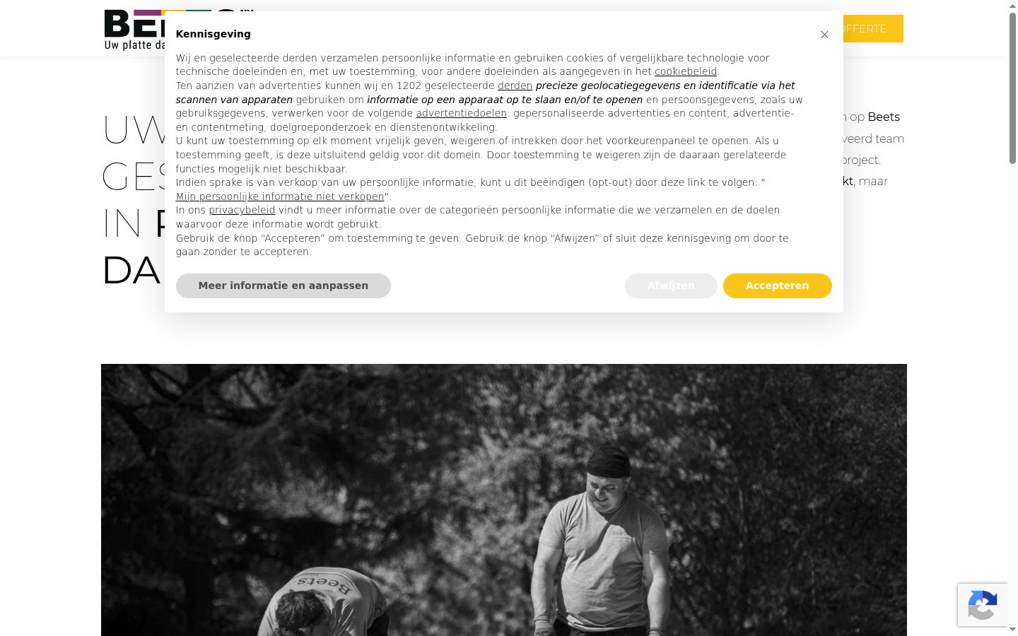 Képernyőkép a bármilyen interakció előtt megjelenő hozzájárulási bannerről