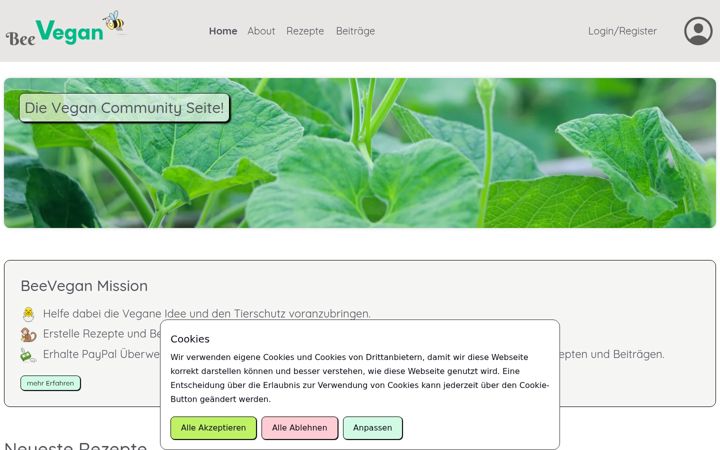 Screenshot of beevegan.org