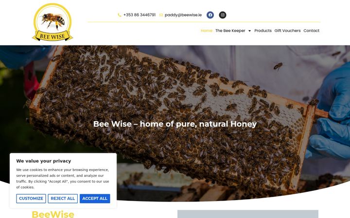 Snímek obrazovky beewise.ie