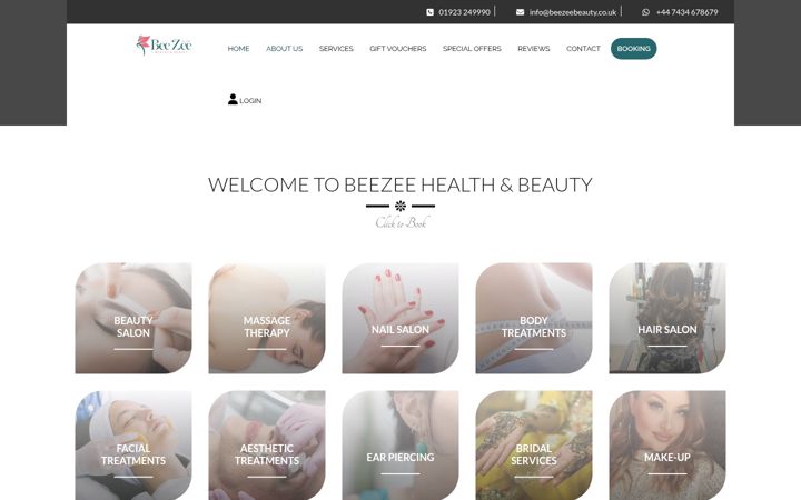 Snimka zaslona za beezeebeauty.co.uk