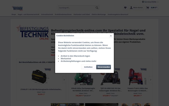 Screenshot of befestigungstechnik-online.com