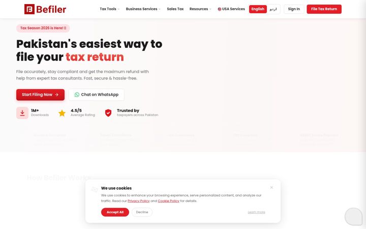 Screenshot του befiler.com