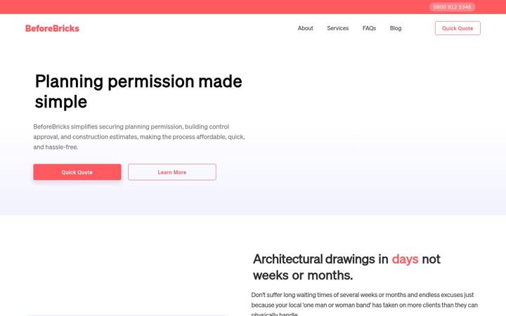 Screenshot of beforebricks.com