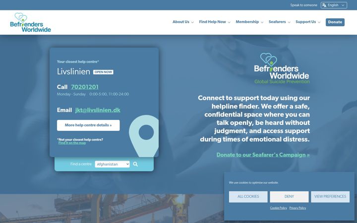 Screenshot of befrienders.org