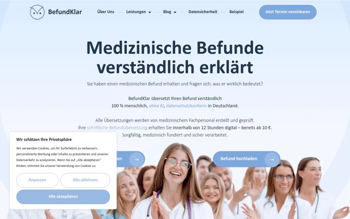 Екранна снимка на befundklar.de