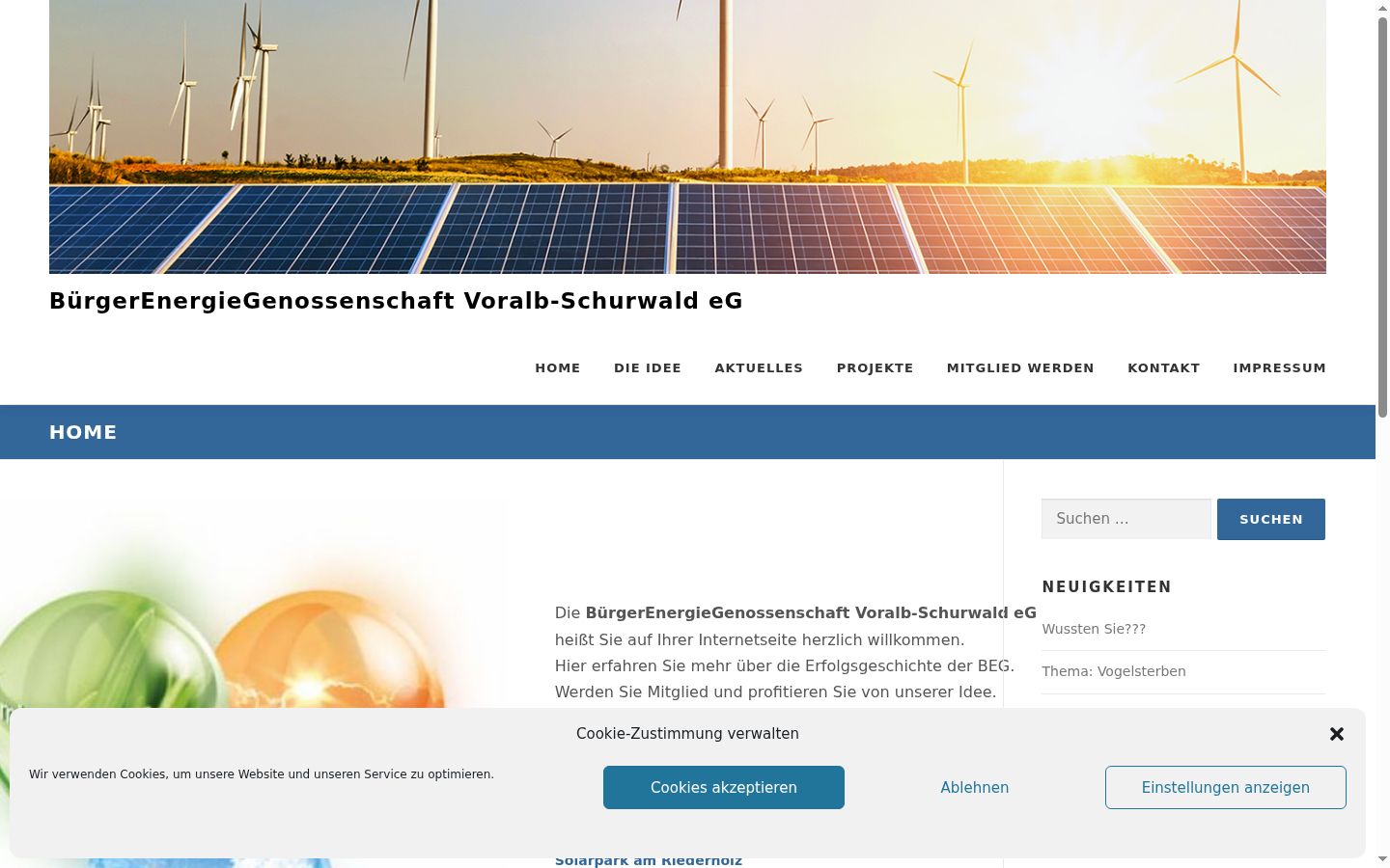 Screenshot of the consent banner shown before any interaction
