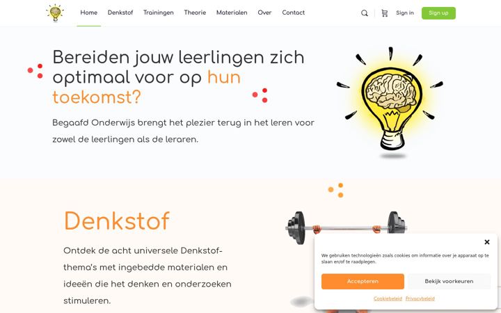 Screenshot of begaafdonderwijs.nl