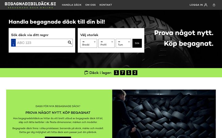 Screenshot of begagnadebildack.se