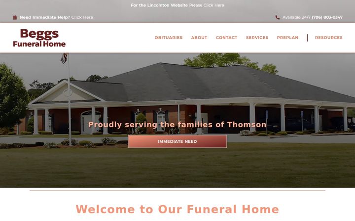 Screenshot of beggsfuneralhome.com