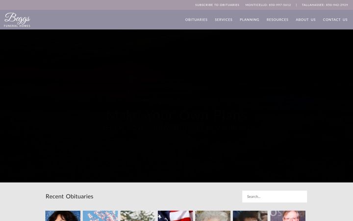Screenshot of beggsfuneralhomes.net