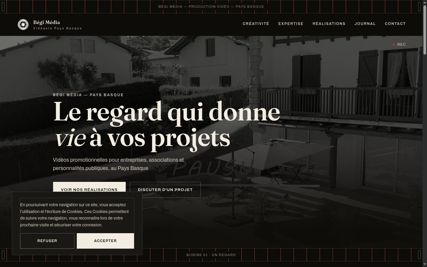 Capture d'écran de la bannière de consentement affichée avant toute interaction