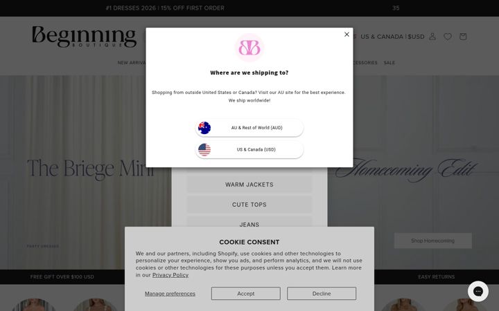 Screenshot of beginningboutique.com