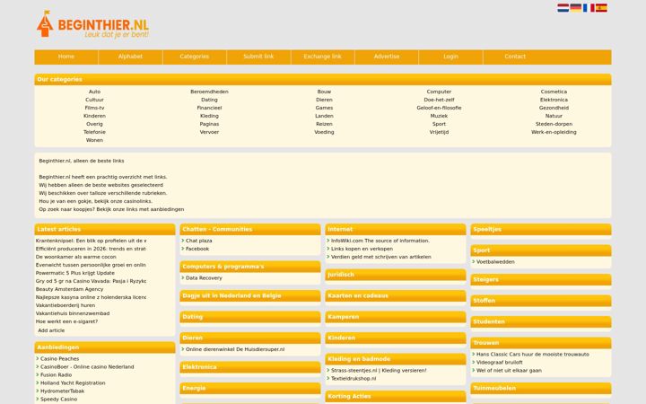 Screenshot of beginthier.nl