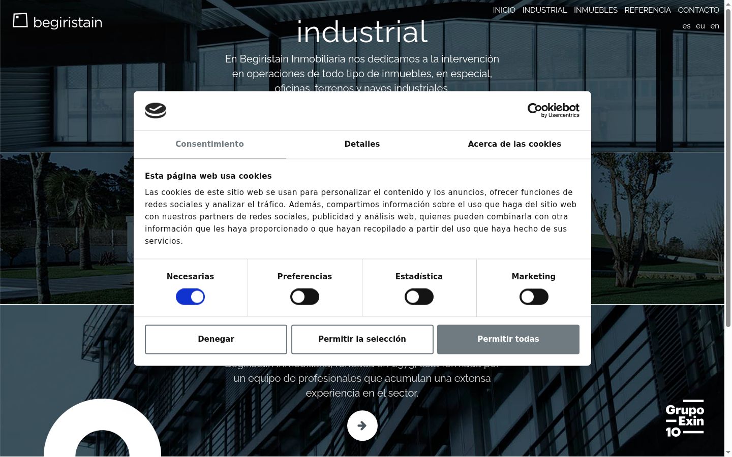 Screenshot of the consent banner shown before any interaction