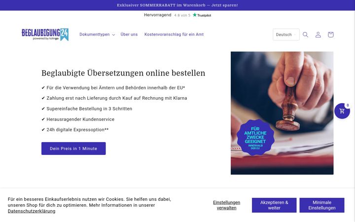 Screenshot of beglaubigung24.de