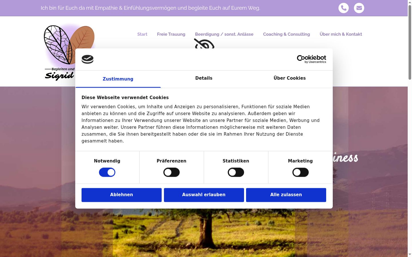 Screenshot of the consent banner shown before any interaction