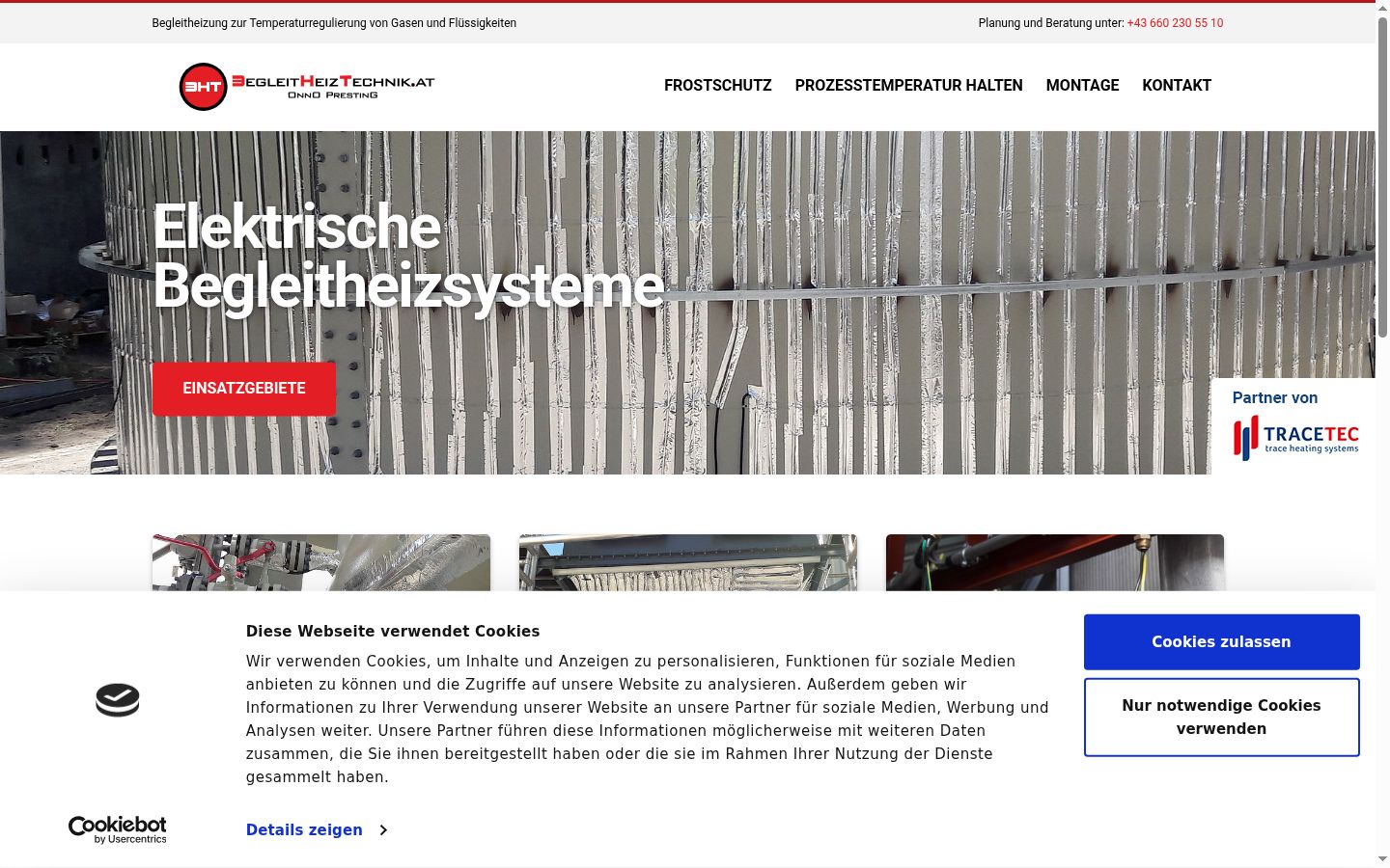 Screenshot des Einwilligungsbanners vor jeglicher Interaktion