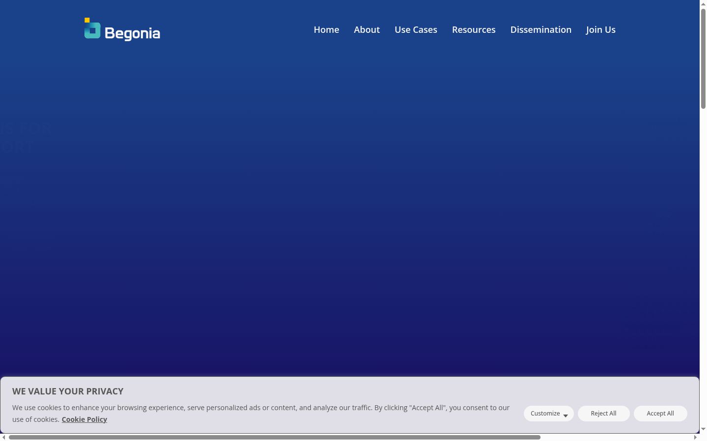Captura de ecrã do banner de consentimento apresentado antes de qualquer interação