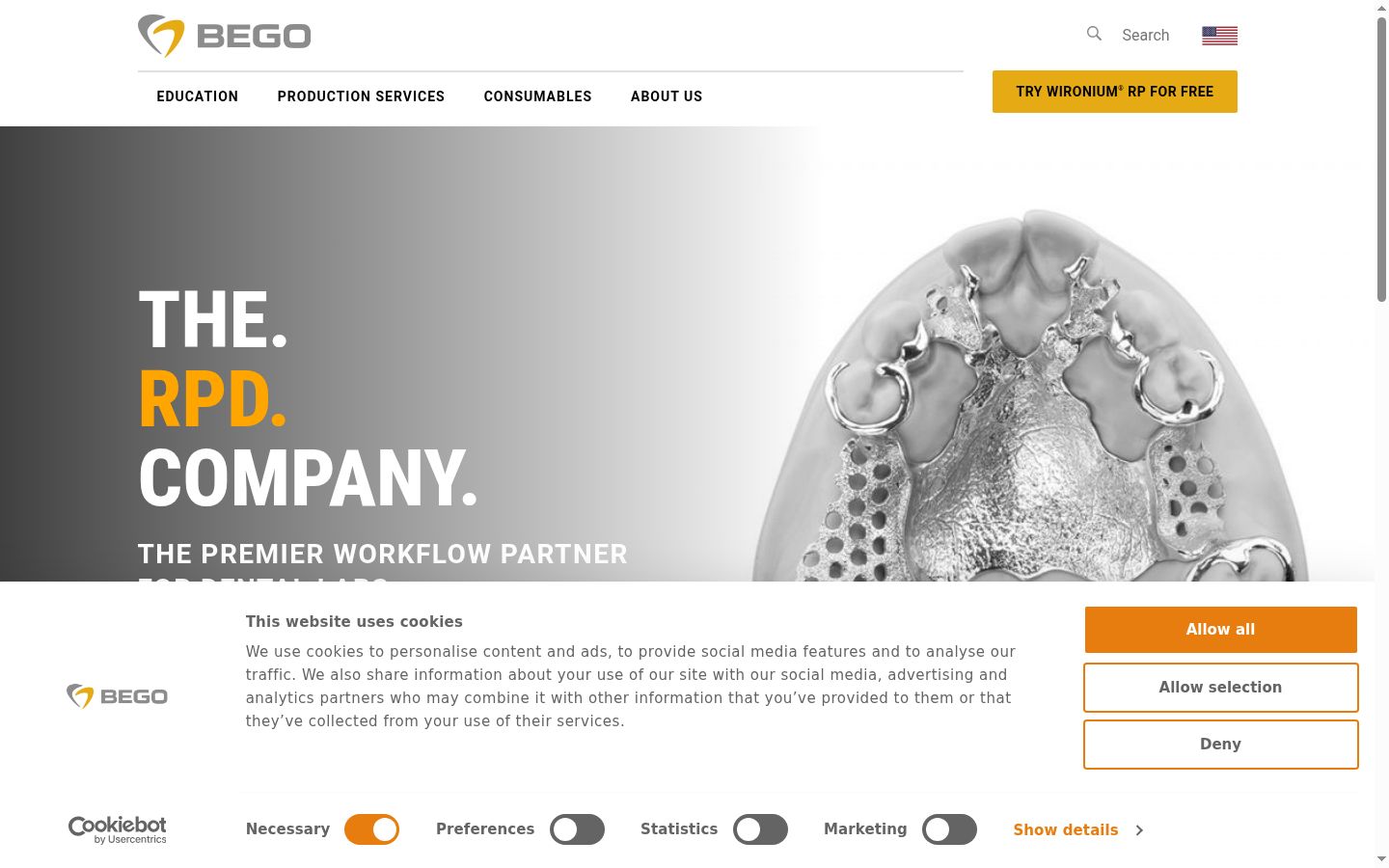 Screenshot del banner di consenso mostrato prima di qualsiasi interazione