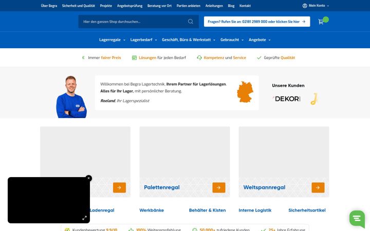Screenshot of begra-lagertechnik.de