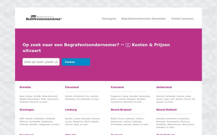 Screenshot of begrafenisondernemer-nu.nl