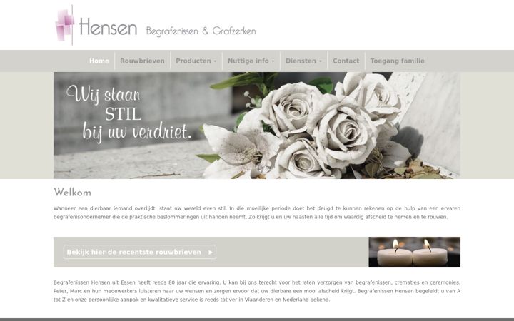 Zrzut ekranu begrafenissenhensen.be