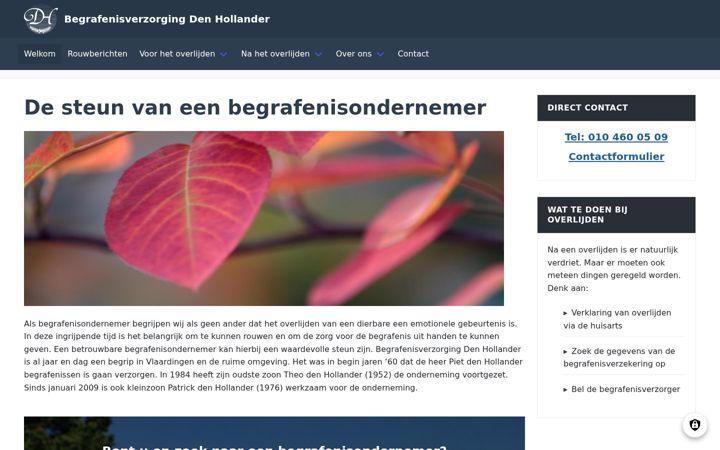Screenshot of begrafenisverzorgingdenhollander.nl