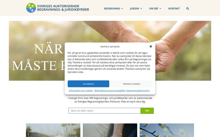 Screenshot of begravningar.se