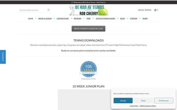 Screenshot of begreatattennis.com