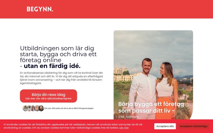 Screenshot of begynn.se