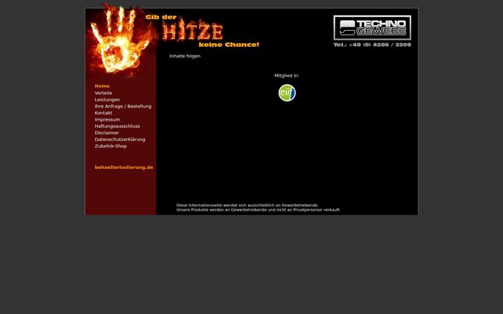 Screenshot of behaelterisolierung.de