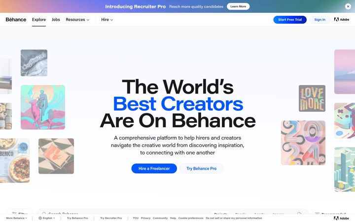 Skärmbild av behance.com