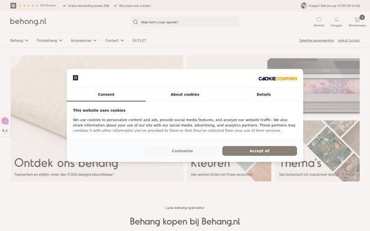 Screenshot of behang.nl