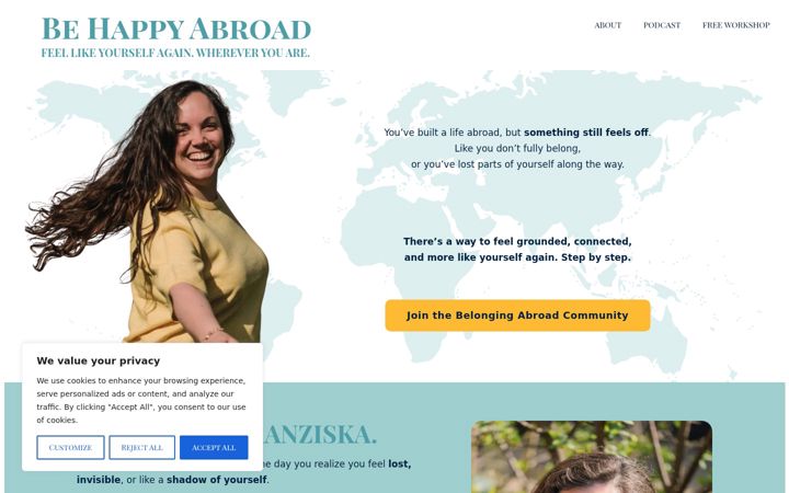 Screenshot of behappyabroad.com