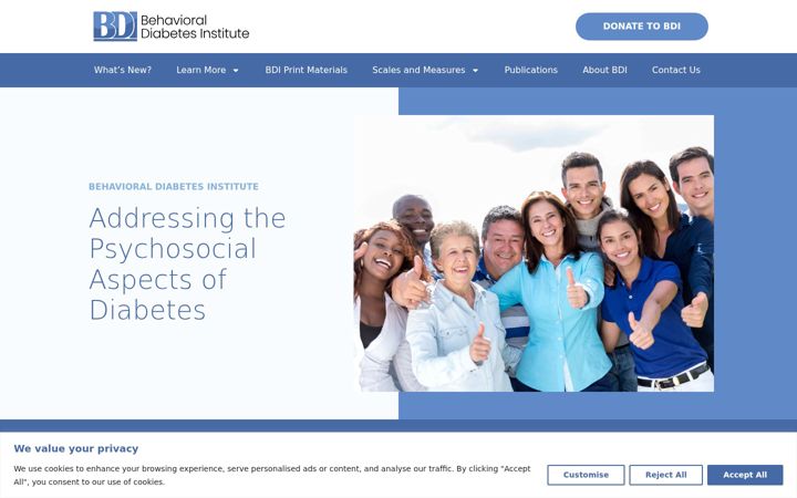 Captura de pantalla de behavioraldiabetes.org
