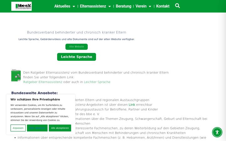 Ekraanipilt saidist behinderte-eltern.de