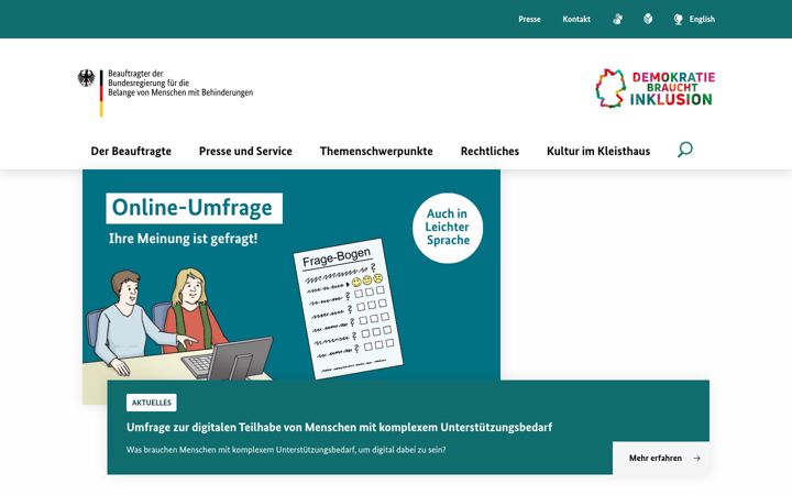 Screenshot of behindertenbeauftragter.de