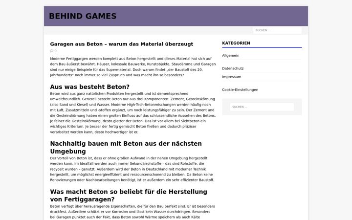 Screenshot of behindgames.com