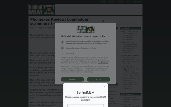 Screenshot of behindmlm.com