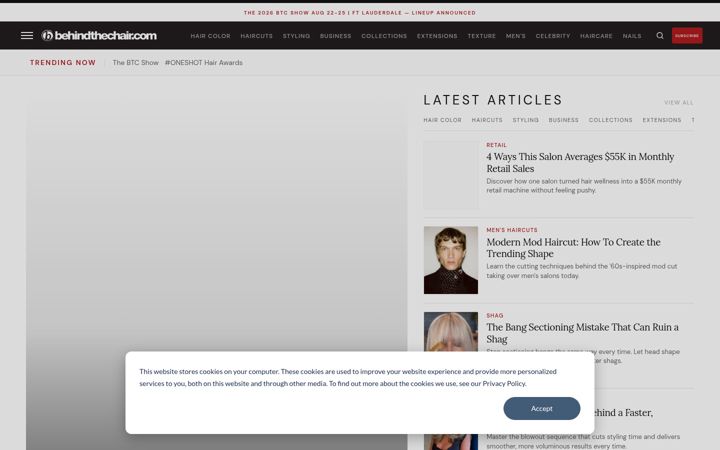 Screenshot of behindthechair.com