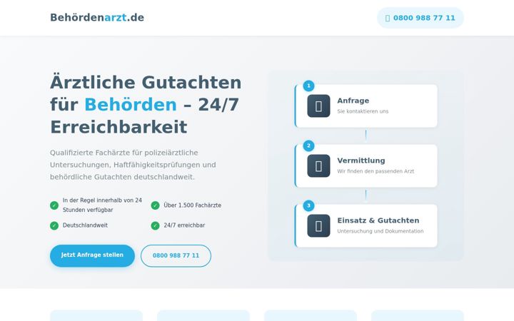 Екранна снимка на behoerdenarzt-einsatz.de
