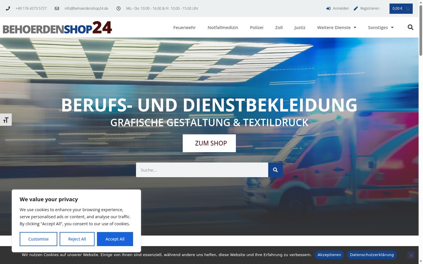 Screenshot des Einwilligungsbanners vor jeglicher Interaktion