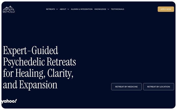 Screenshot of behold-retreats.com