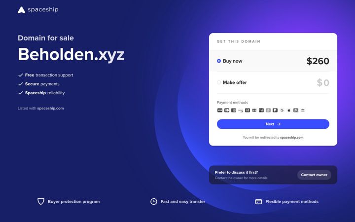 Screenshot of beholden.xyz