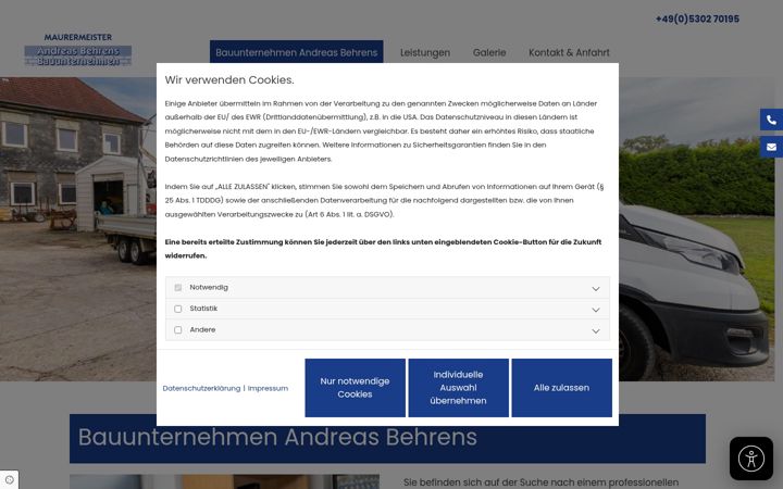 Screenshot of behrens-bau-vechelde.de