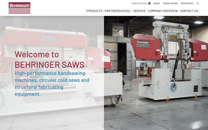 Screenshot of behringersaws.com