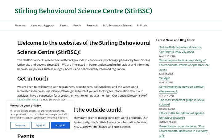 Screenshot of behsci.stir.ac.uk